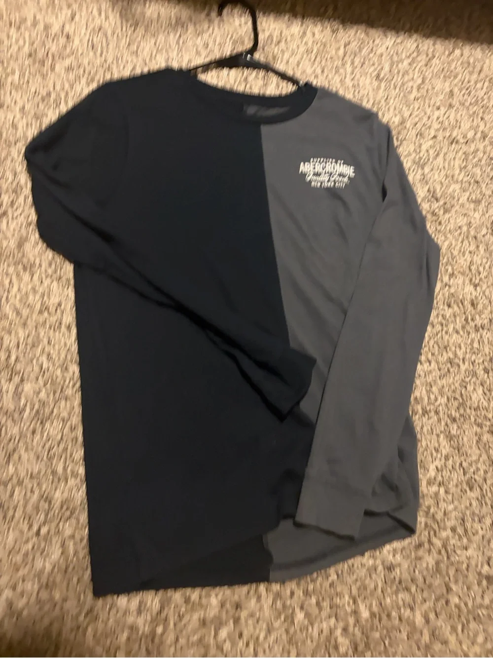 Abercrombie & Fitch Men’s Two-Tone Long Sleeve Shirt - Navy & Charcoal